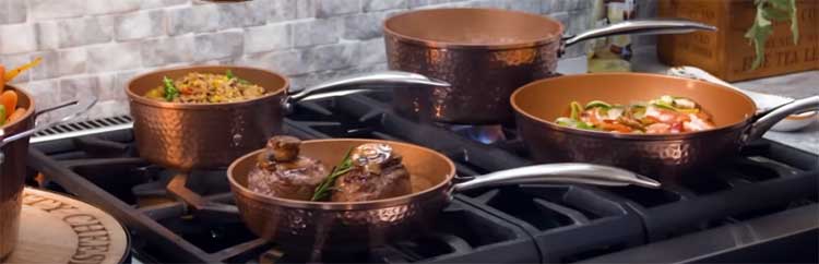 Gotham Steel Hammered Cream Cookware Set